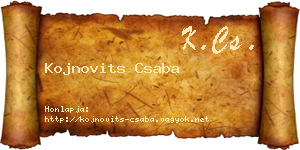 Kojnovits Csaba névjegykártya
